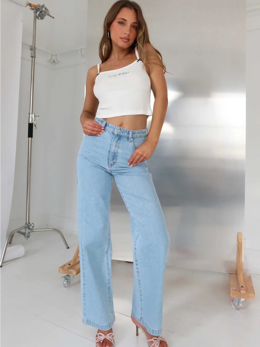 Like New Abrand Light Blue Flared Wide-Leg Jeans High Waisted
